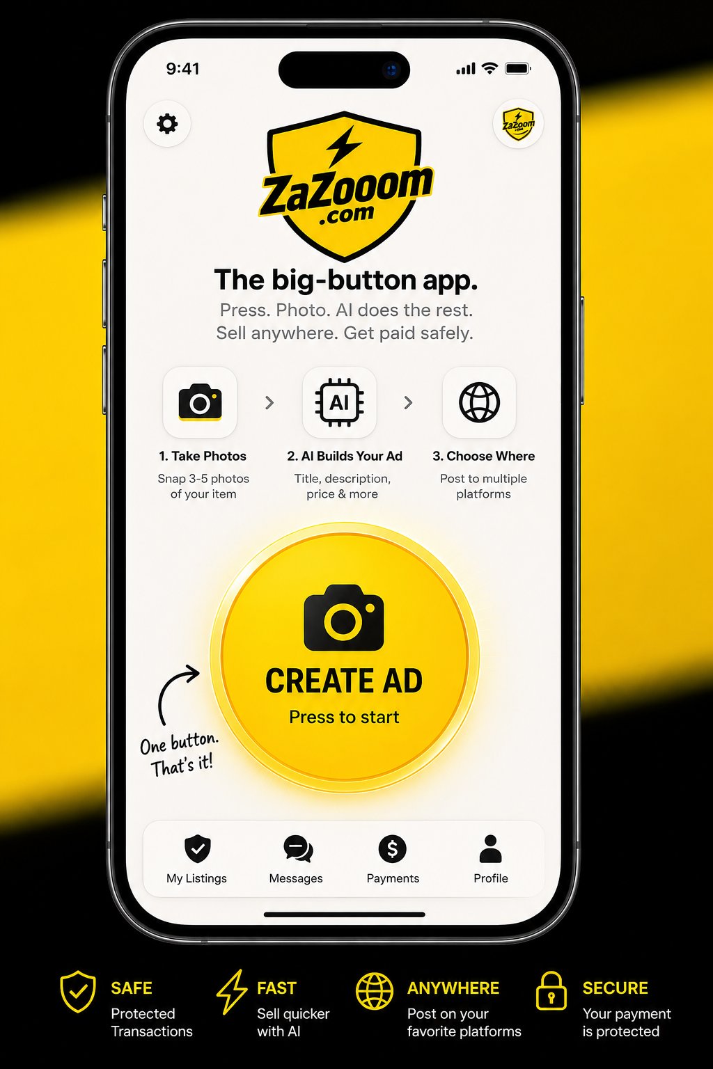 ZaZooom app big button screen